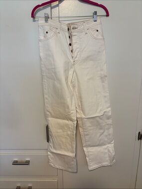 Levi's Cream Straight-Leg Button-Fly Jeans